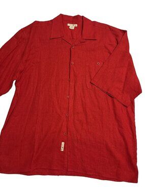Trust Red Linen Men’s Short Sleeve Shirt Size 3XL Resort Shirt